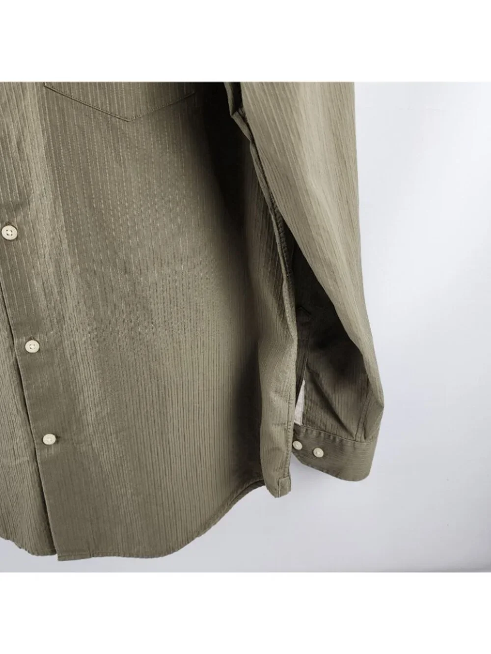 Banana Republic Mens Dress Shirt Large Green L/S Classic Subtle Stripes Textured